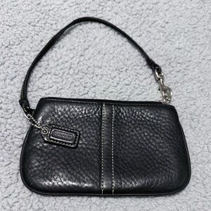 Coach Black Pebbled Leather Wristlet
